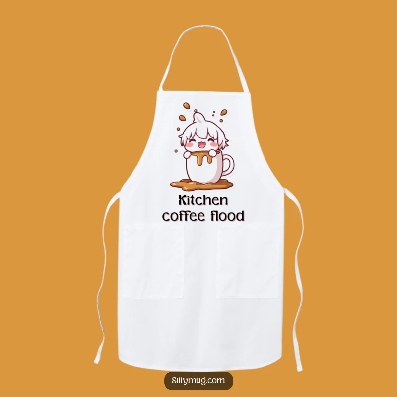 Funny Coffee Spill Apron: Joyful Overflow, Kitchen Humor Gift