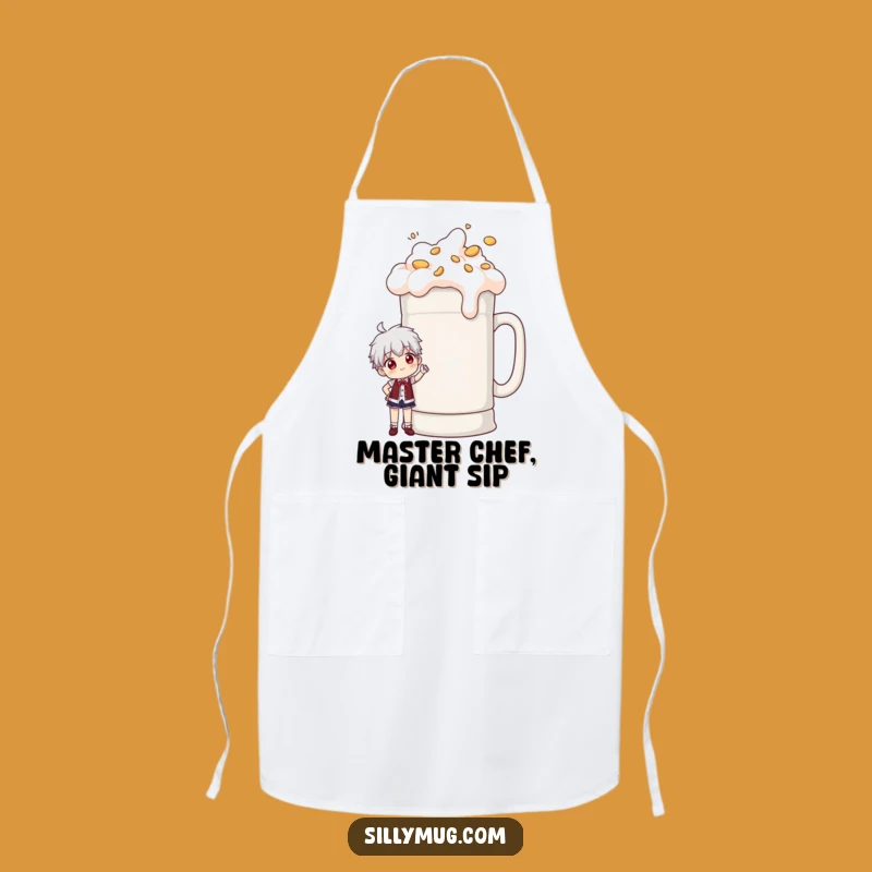 Funny Giant Mug Pose Apron: Hilarious Kitchen Wear for the Chef Who Loves Big Coffee