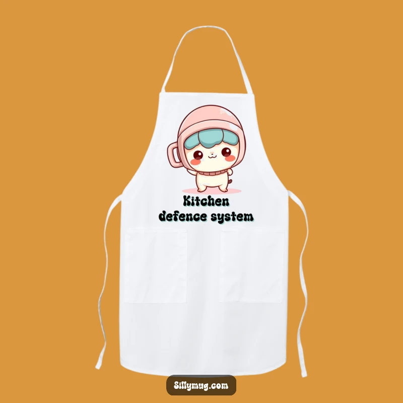 Funny Kawaii Apron: Mischievous Character Mug Helmet - Kitchen Humor & Great Gift