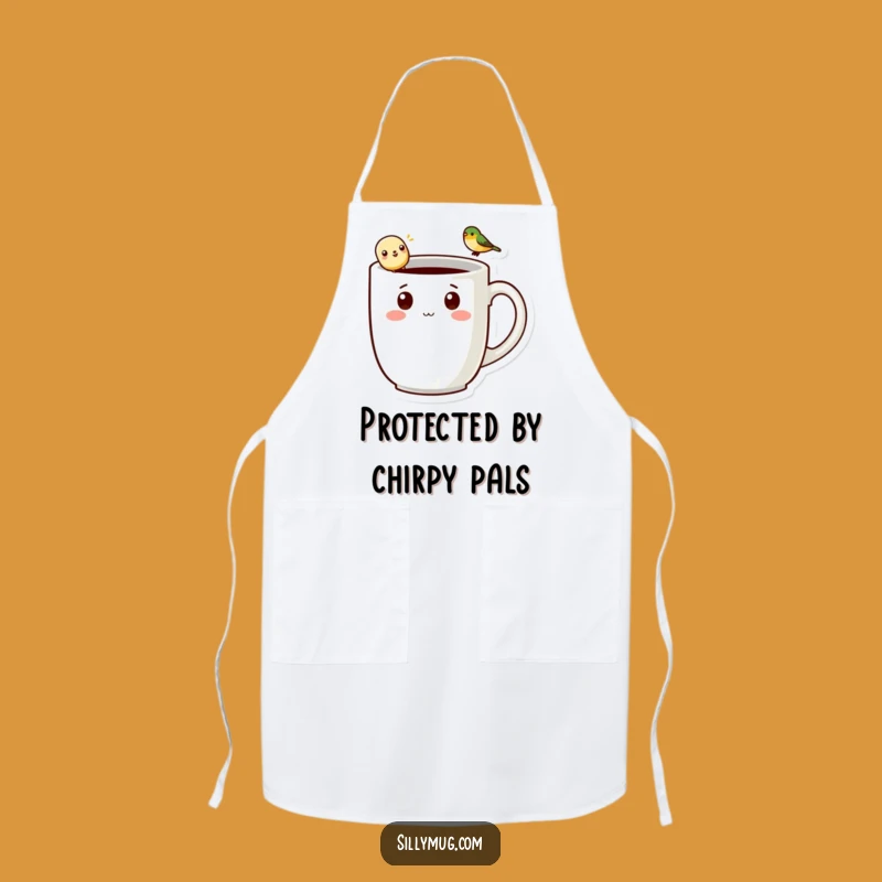 Funny Kawaii Mug Apron: Chef Character & Bird Bib, Perfect Kitchen Gift