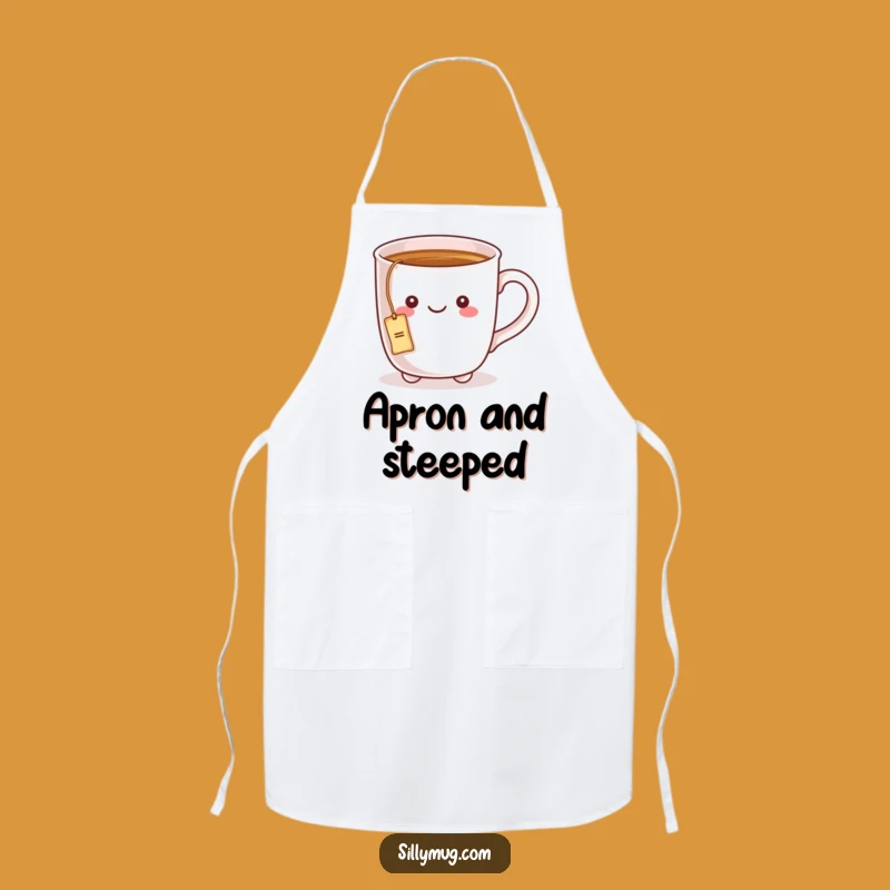 Funny Kawaii Mug Tea Time Apron: Brew Up Some Fun in the Kitchen!