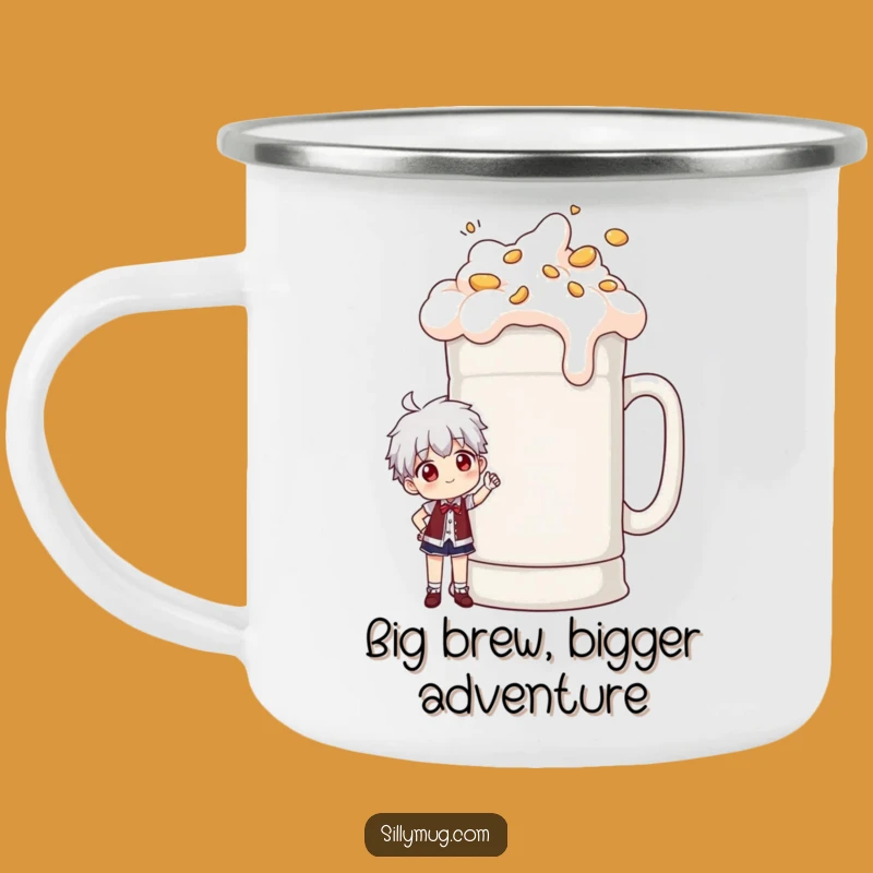 Funny Giant Mug Pose Camping Mug: Durable and Hilarious Enamel Mug for Big Coffee Adventures