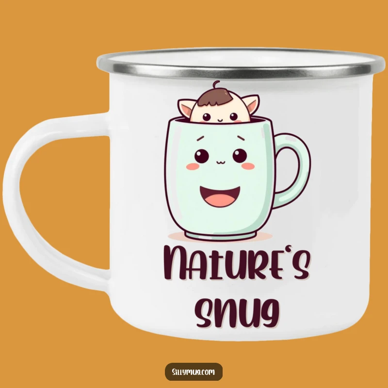 Funny Kawaii Camper Mug: Peek-a-Boo Fun in the Great Outdoors