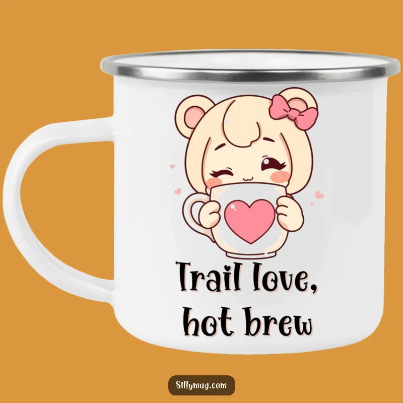 Funny Wink Heart Camping Mug: Durable and Hilarious Enamel Mug for Outdoor Adventures and Coffee