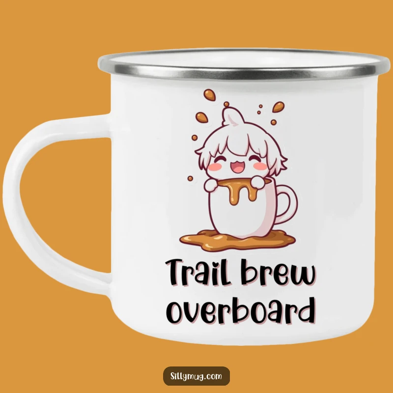 Funny Coffee Spill Camping Mug: Joyful Overflow, Outdoor Gift