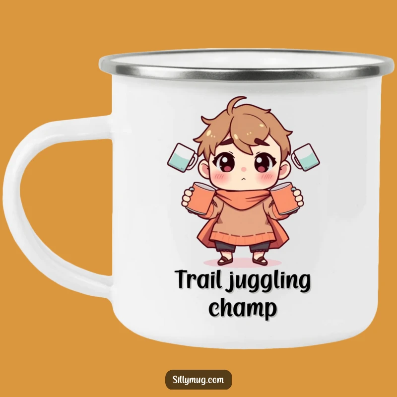 Funny Mug Juggling Camping Mug: Enamel Cup, Hilarious Outdoor Gift for Adventurers