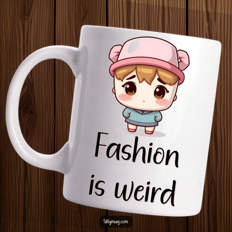 Funny Mug: A character wears a coffee mug as a hat, sporting a hilariously bewildered and confused expression.