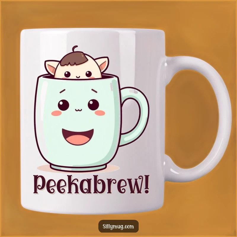 Playful Kawaii Mug Peek: The Funniest Coffee Mug Gift Ever!