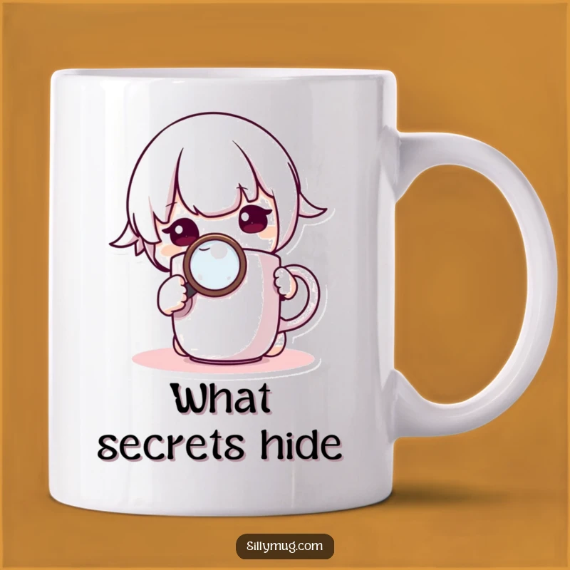 Funny Kawaii Mug: Curious Character Inspecting Mug with Magnifying Glass, Perfect Gift