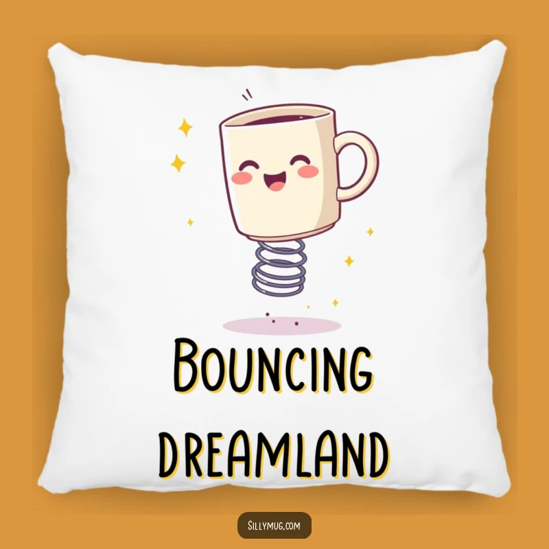 Funny Bouncing Mug Sparkle Pillow - Cuddle Up with Comical Energy