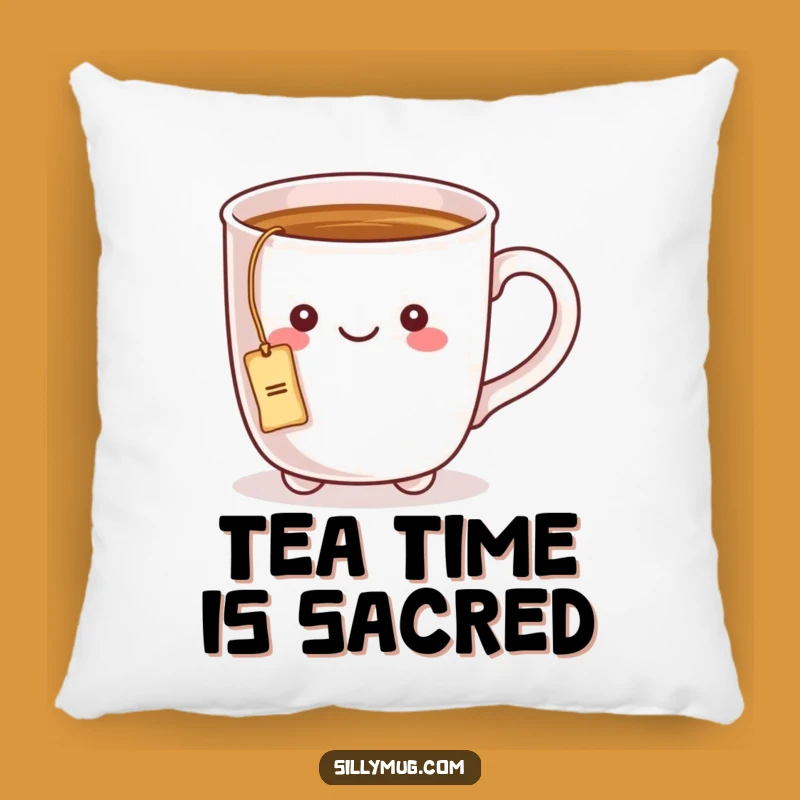 Cozy Funny Kawaii Mug Tea Time Pillow: Snuggle Up with a Brew!