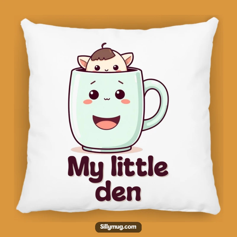 Cozy Kawaii Mug Peek Pillow: Funny Comfort for Your Home
