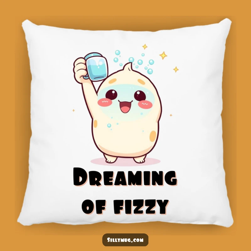Funny Kawaii Pillow: Triumphant Bubble Mug - Comfy Celebration Pillow