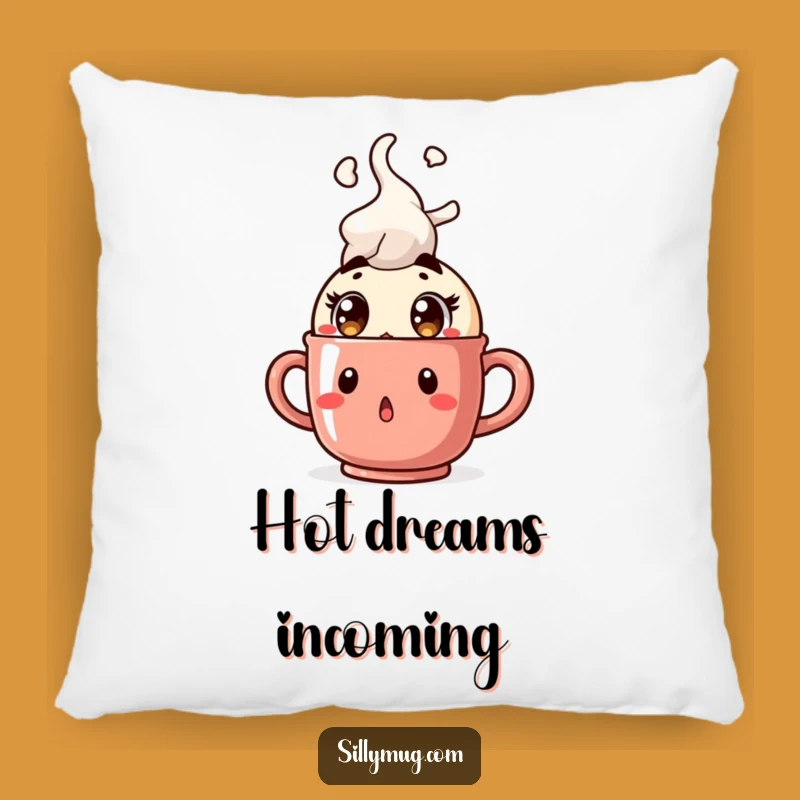 Funny Steam Pillow: Cozy Surprised Character, Hot Mug, Gift