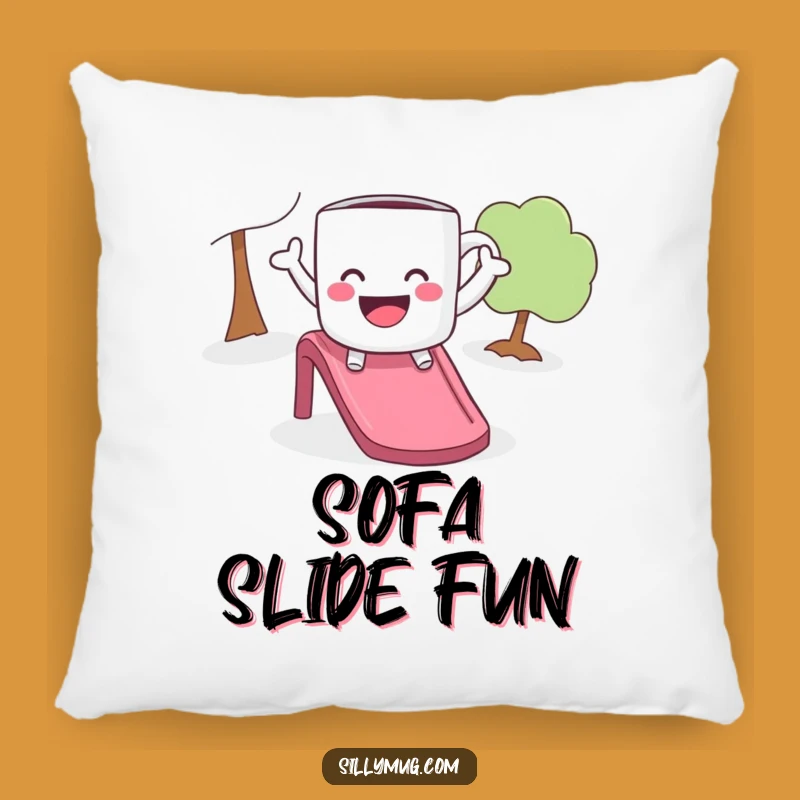 Funny Playful Mug Slide Pillow - Cuddle Up with Comical Joy