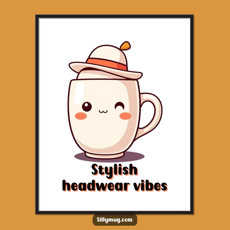 Funny Kawaii Mug Hat Digital Art: Download Cute Character Humor for Instant Decor