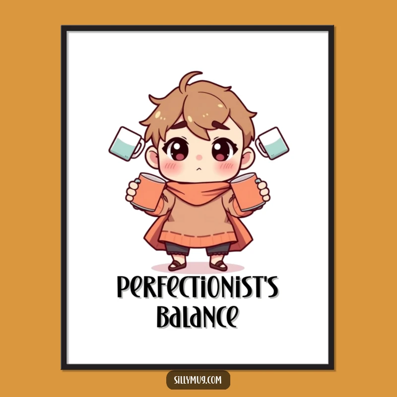 Funny Mug Juggling Digital Art: Instant Download, Hilarious Home Decor Gift