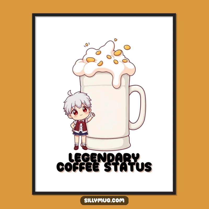 Funny Giant Mug Pose Digital Art Print: Hilarious Decor Celebrating the Love of Big Coffee Cups