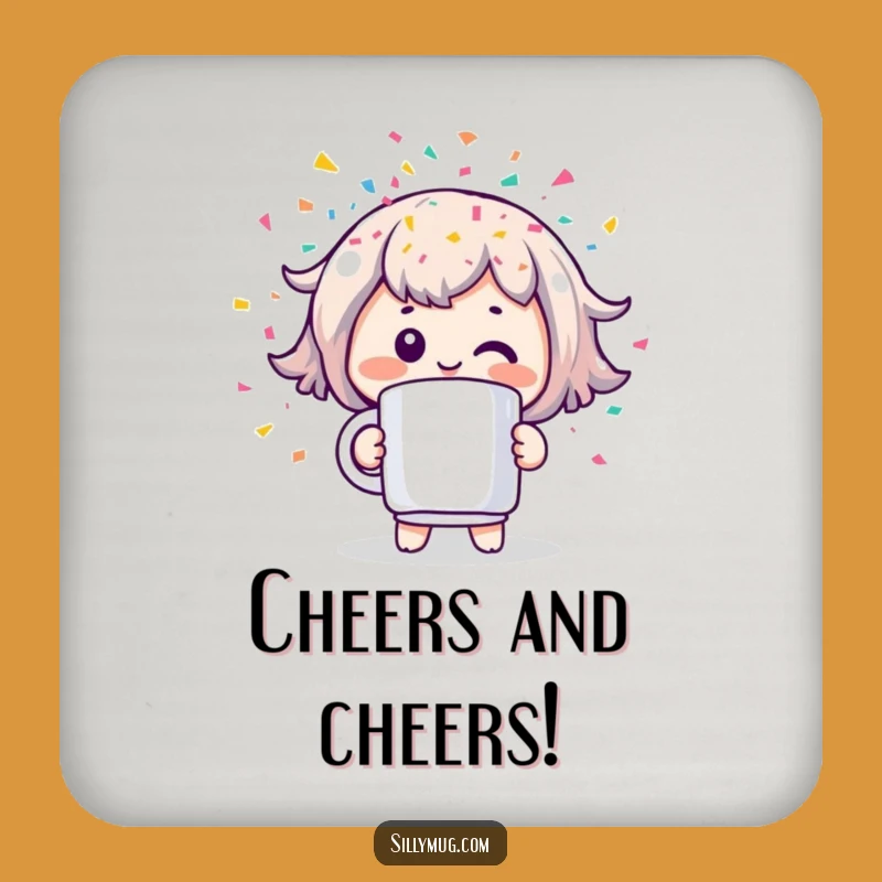 Kawaii Confetti Celebration Coaster: Funny Protection with Flair