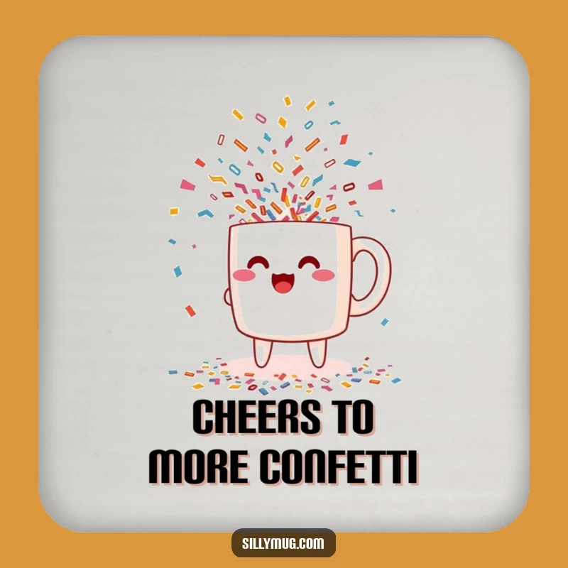 Funny Excited Kawaii Confetti Coasters: Protect Surfaces with Festive Character Art