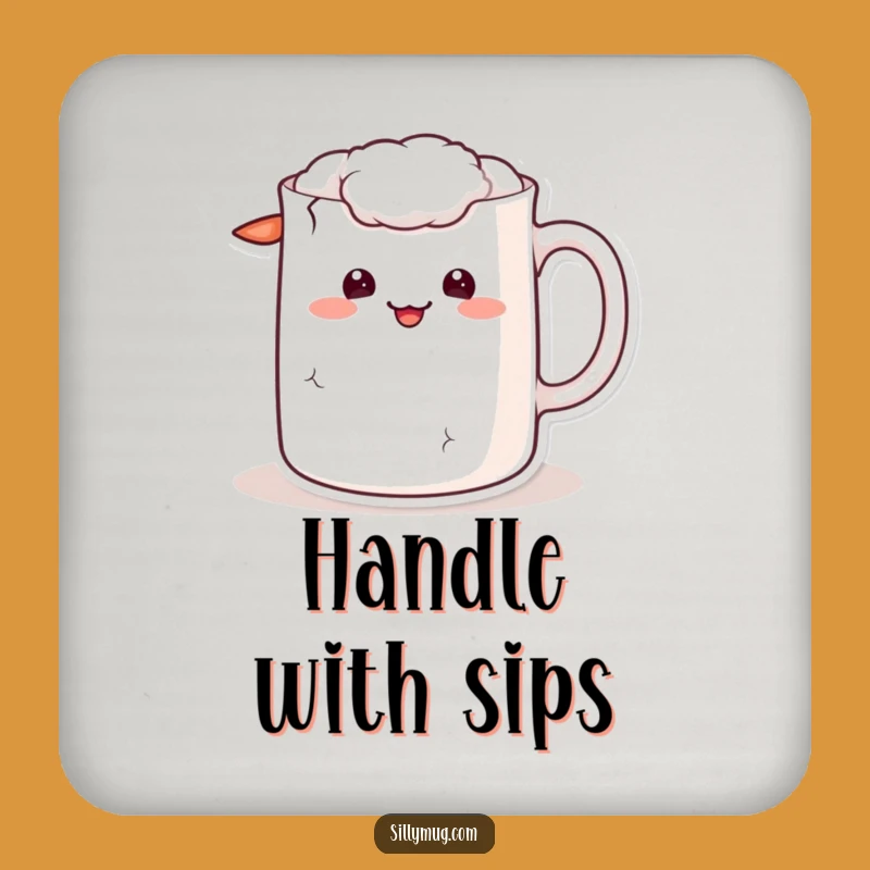 Funny Kawaii Cracked Coaster: Protect Surfaces with Sheepish Grins