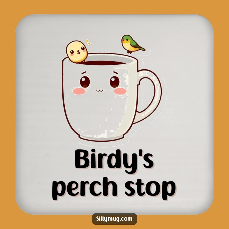 Funny Kawaii Mug Coaster: Protect Surfaces with Character & Bird Art