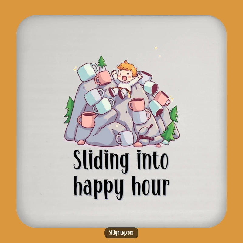 Funny Mug Mountain Slider Coasters - Protect Surfaces with Coffee Thrills!