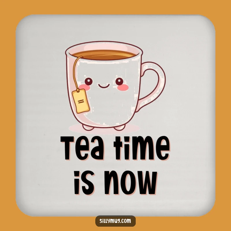 Funny Kawaii Mug Tea Time Drink Coaster: Protect Surfaces with Charm!