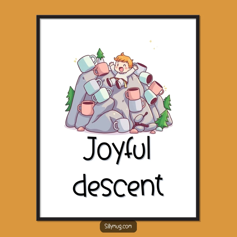 Funny Mug Mountain Slider Poster - Extreme Coffee Art for Walls!