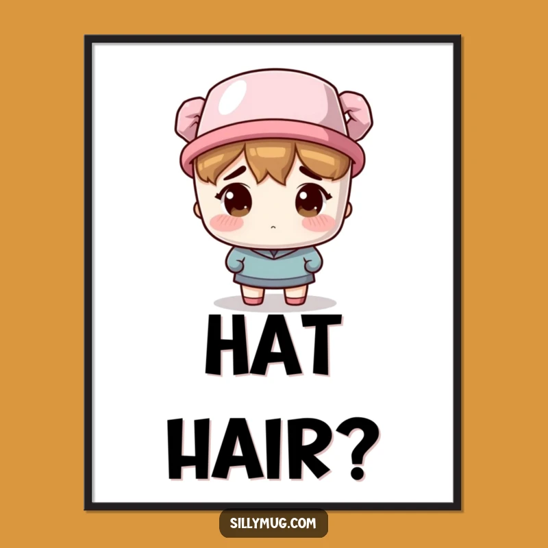 Funny Bewildered Mug Hat Poster: Quirky Wall Art, Hilarious Funny Gift Idea