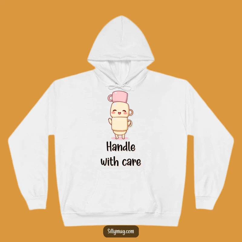 Cozy Funny Kawaii Mug Balancer Hoodie: Warm Humor for Chilly Days