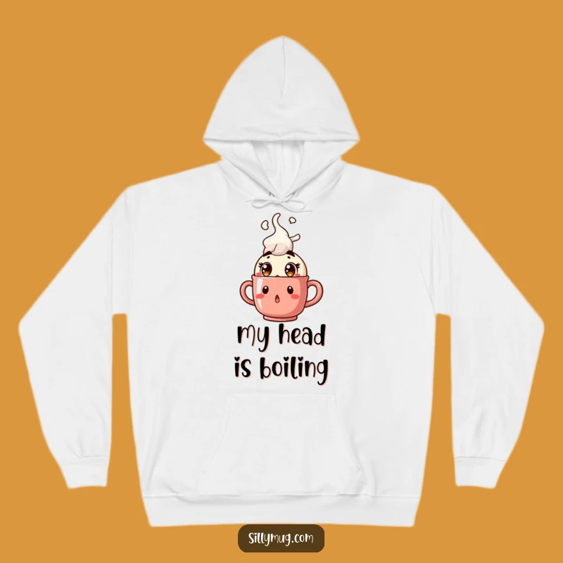 Cozy Steam Hoodie: Funny Surprised Character, Hot Mug, Gift