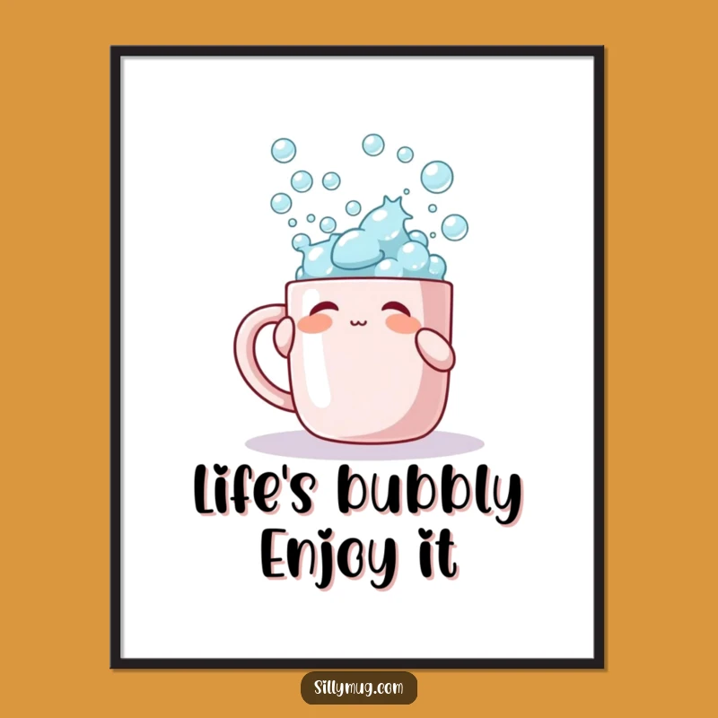 Free Printable Bubble Wall Art: Funny Overflowing Mug Downloadable Decor Gift