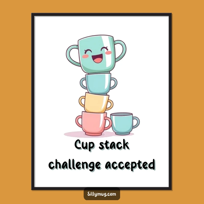 Free Printable Wall Art: Balancing Mug Art, Hilarious Downloadable Art for a Comedic Home
