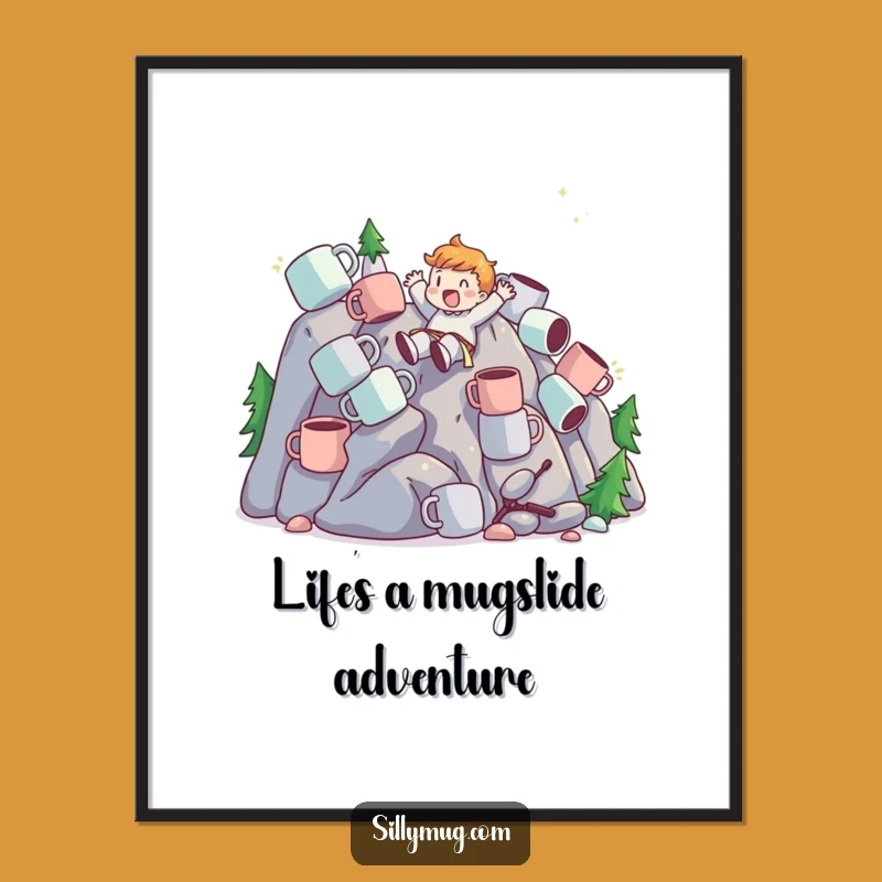 Free Printable Wall Art: Joyful Mug Mountain Slide Character Decor