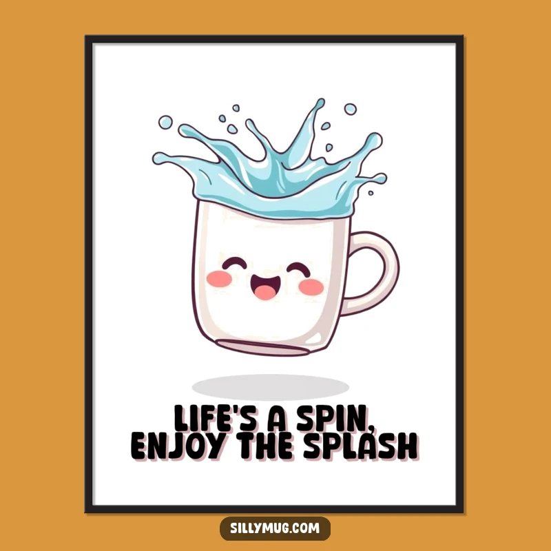Funny Free Printable Wall Art: Spinning Mug Liquid Splash Humor