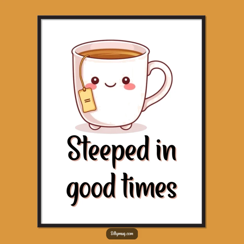 Funny Free Printable Wall Art: Kawaii Mug's Tea Bag Entanglement