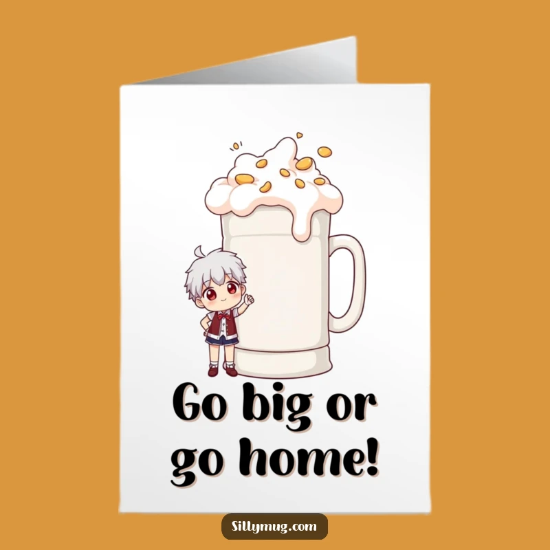 Free Printable Birthday Card: Giant Mug Pose, Humorous Downloadable Greeting for Coffee Lovers