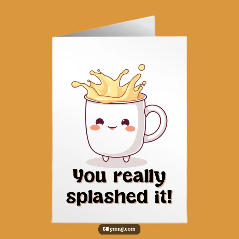 Free Printable Congratulations Card: Playful Mug Splash, Celebratory Downloadable