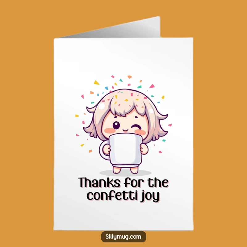 Free Printable Thank You Card: Kawaii Confetti Mug Pop - Funny Downloadable Gift