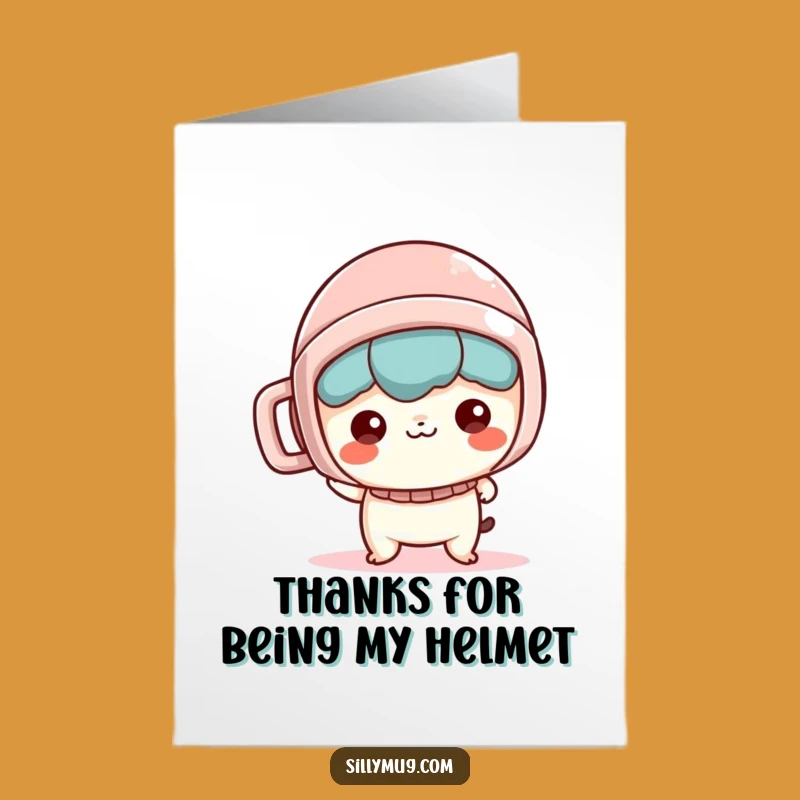Funny Free Printable Thank You Card: Kawaii Mug Helmet Gratitude Downloadable Gift