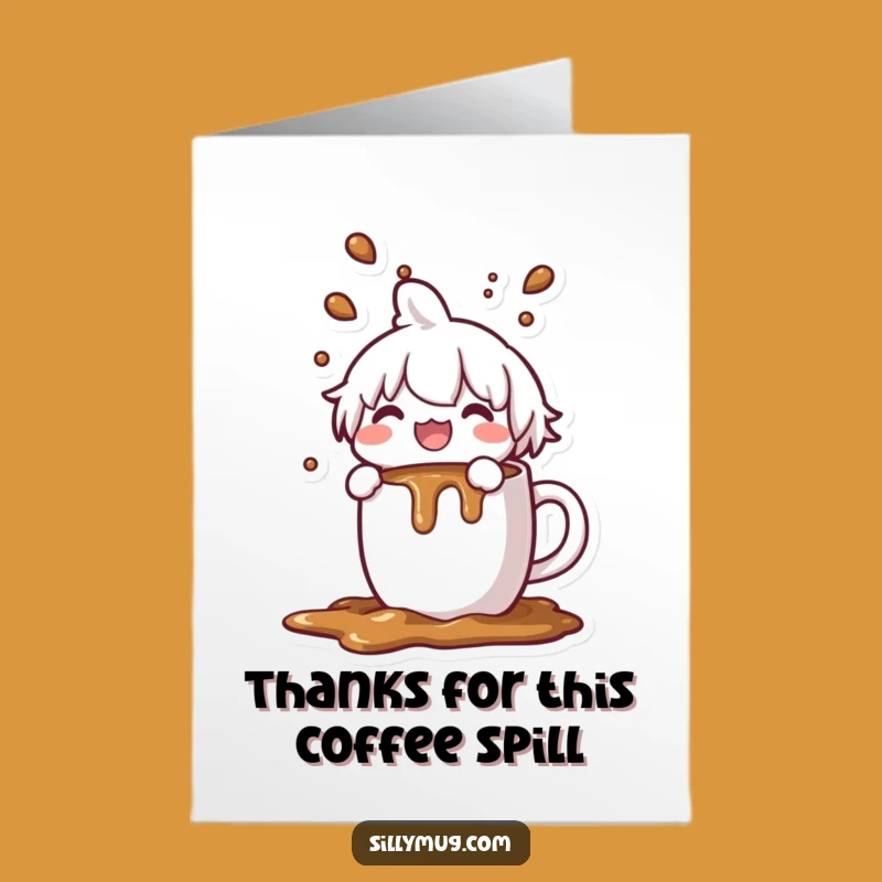 Thank You Coffee Spill Kawaii Free Printable Card - Grateful Mess