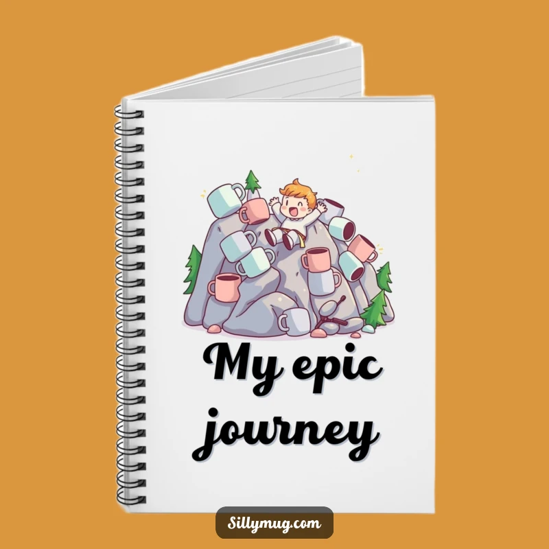 Funny Mug Mountain Slider Notebook - Jot Down Your Coffee Adventures!