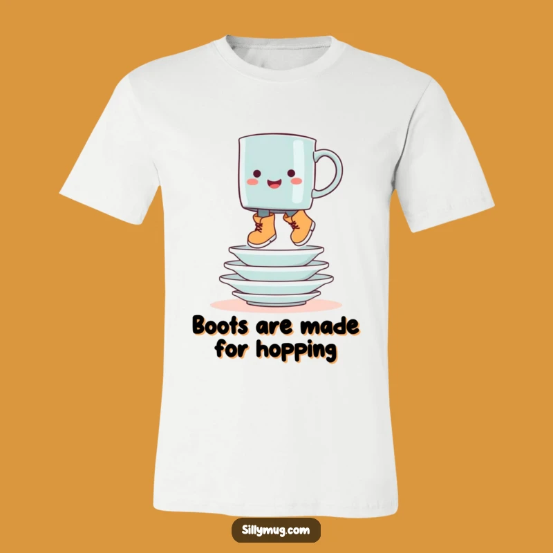 Funny Booted Mug Hop T-Shirt - Show Off Your Gleeful Chore Spirit!