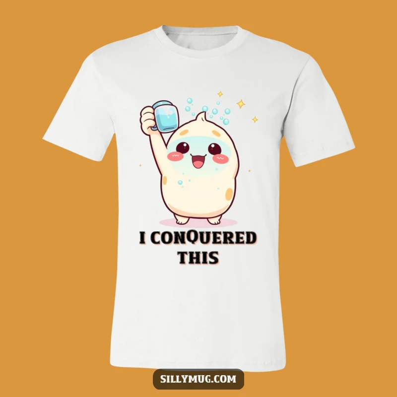 Funny Kawaii T-Shirt: Triumphant Bubble Mug Celebration - Wear Your Joy