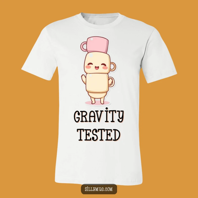 Giggling Kawaii Mug Balance Tee: A Funny, Playful Shirt for Coffee Lovers