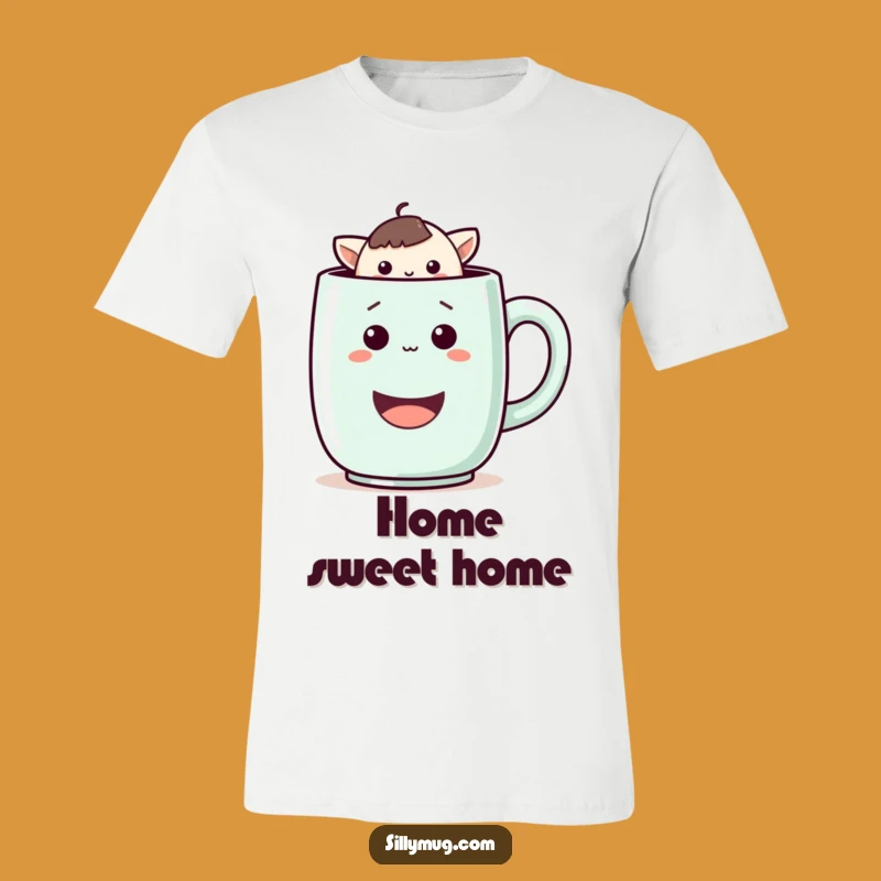 Kawaii Mug Peek Tee: A Funny Shirt for Playful Personalities
