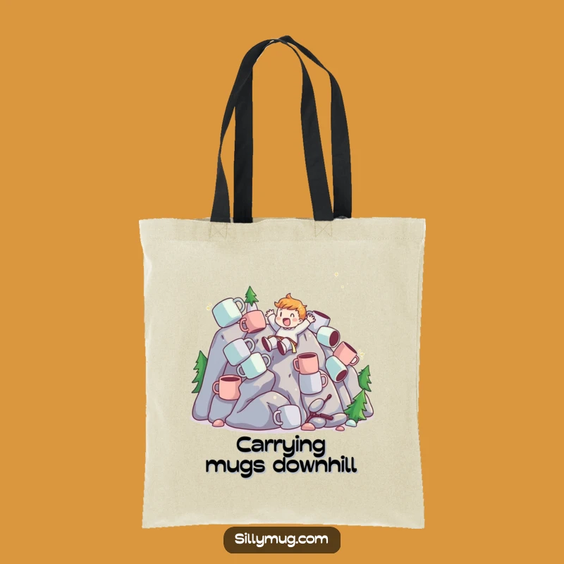 Funny Mug Mountain Slider Tote Bag - Carry Your Caffeine Dreams!