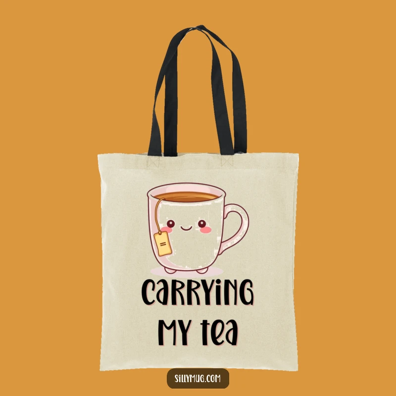 Funny Kawaii Mug Tea Bag Tote Bag: Carry Your Brew with Charm!
