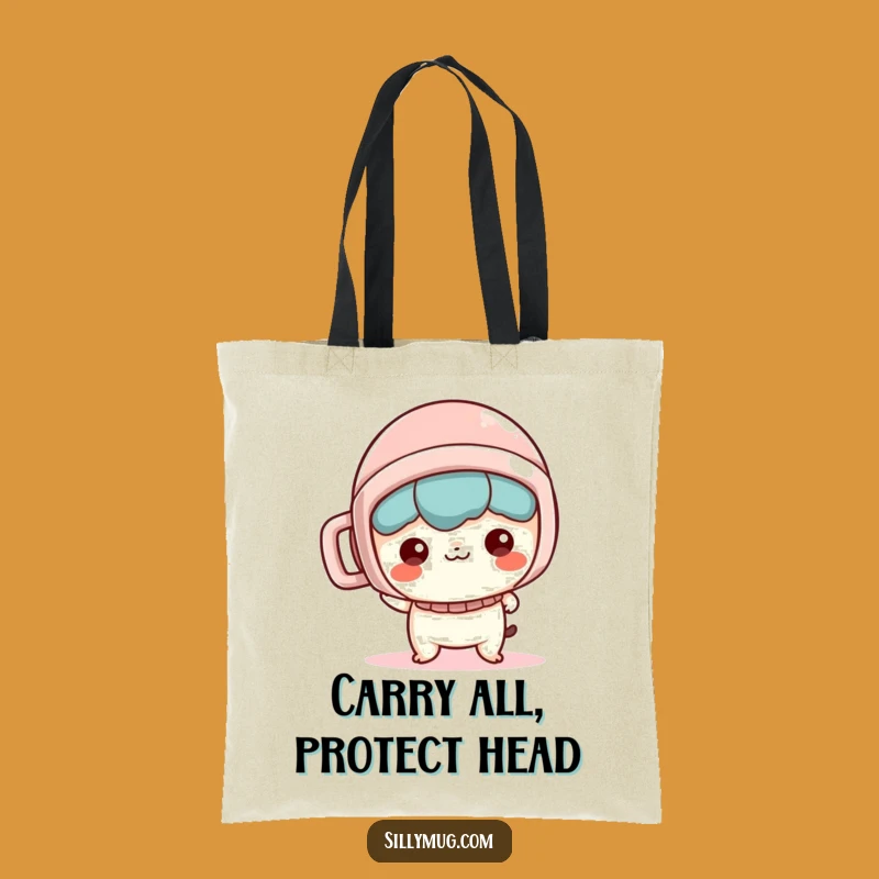 Funny Kawaii Tote Bag: Mischievous Character Mug Helmet - Stylish & Hilarious Gift